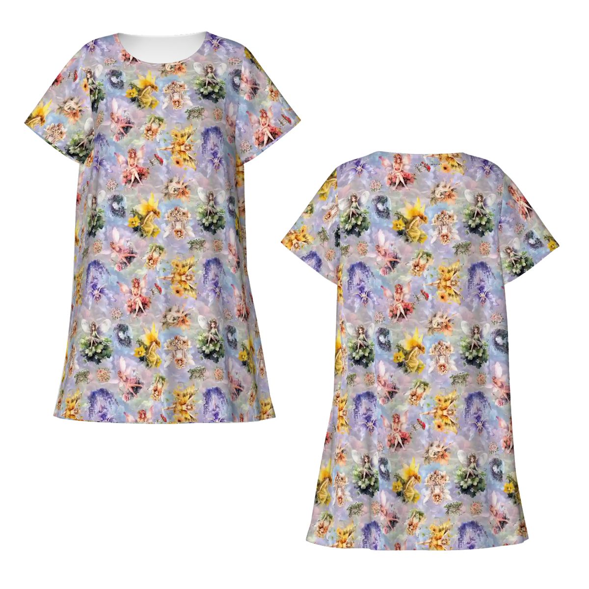 6 Fairy Designs, Women’s Loose Fit Short Sleeve Night Gown