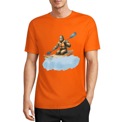 Bigfoot - Sasquatch Kayaking Short Sleeve Cotton T-Shirt