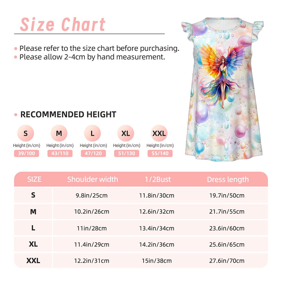 Rainbow Fairy Girl's Flutter Sleeve Nightgown