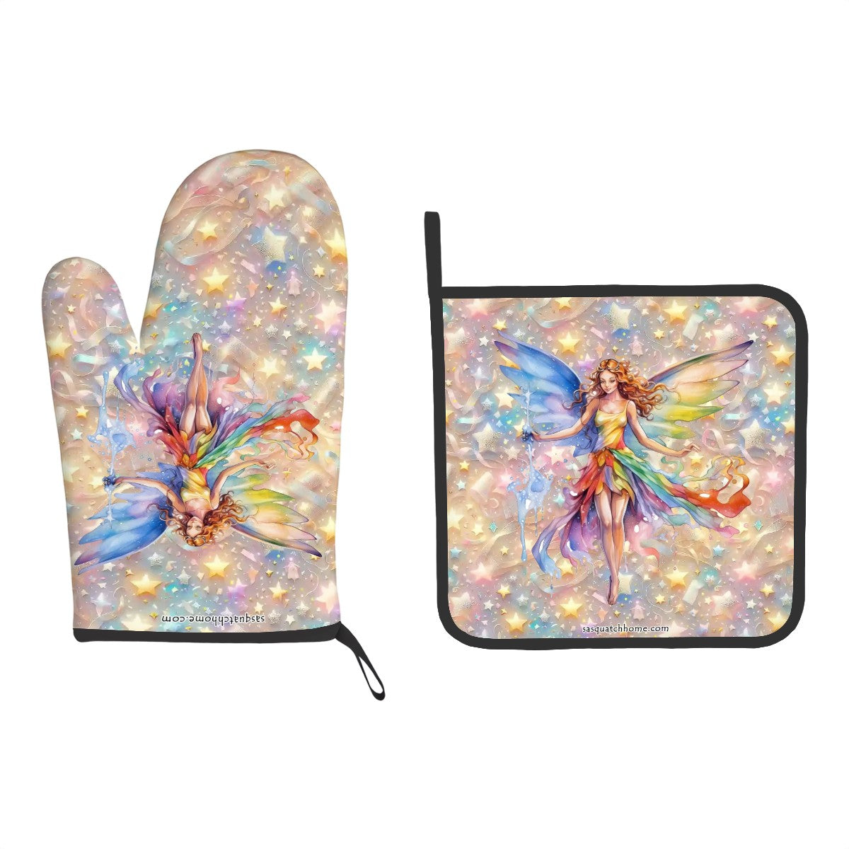 Set of 2 Oven Mitt and Pot Holder - Fairy