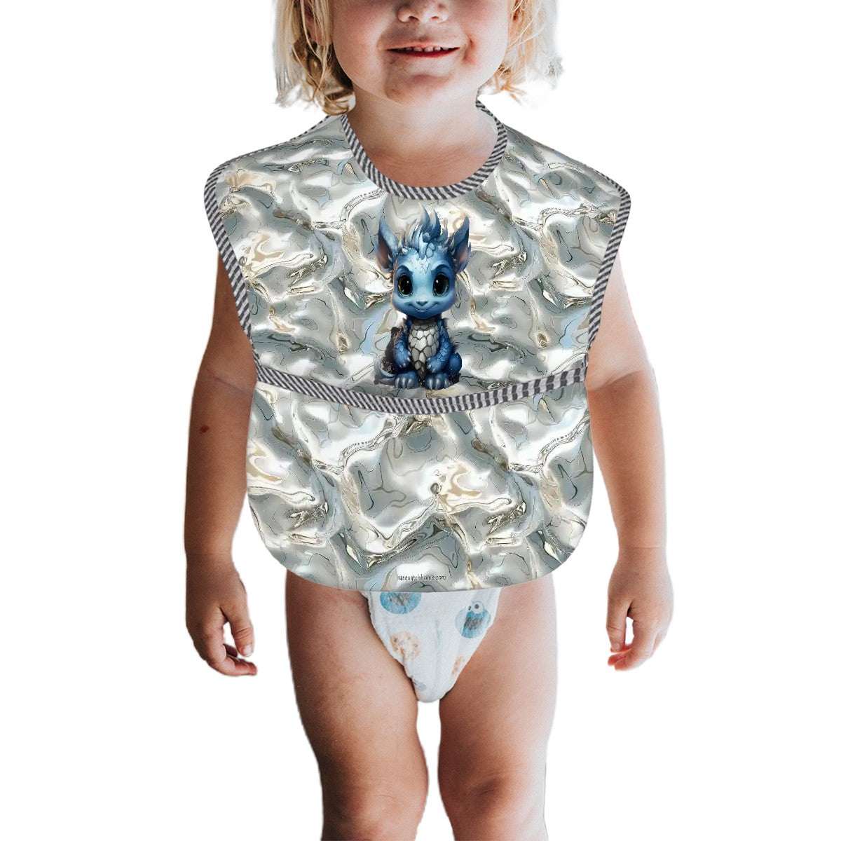 Baby Dragon on Silver Water, Baby Bibs Customized Services