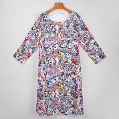 8 Patriot Designs (animals) Women’s Long Dress with Cardigan