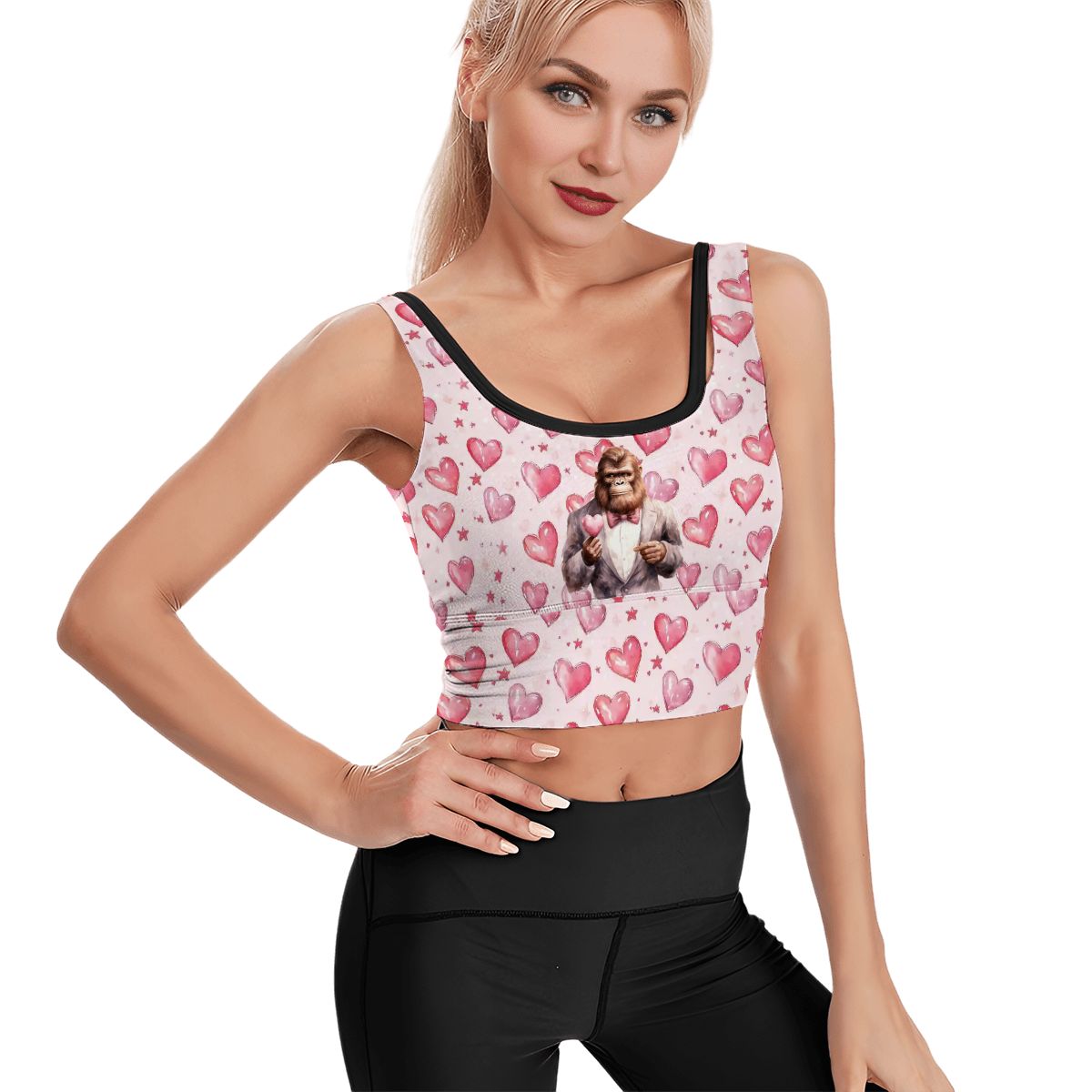 Bigfoot Valentine, Women’s Strappy Sports Bra, Yoga Top