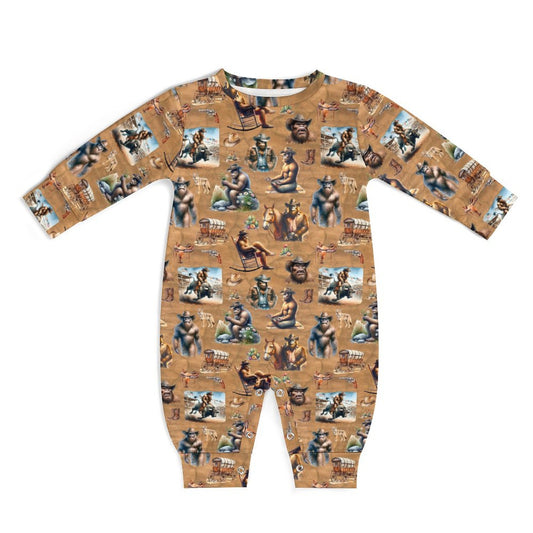 16 Sasquatch Designs, Long Sleeve Baby / Toddler Romper, Faux Cotton