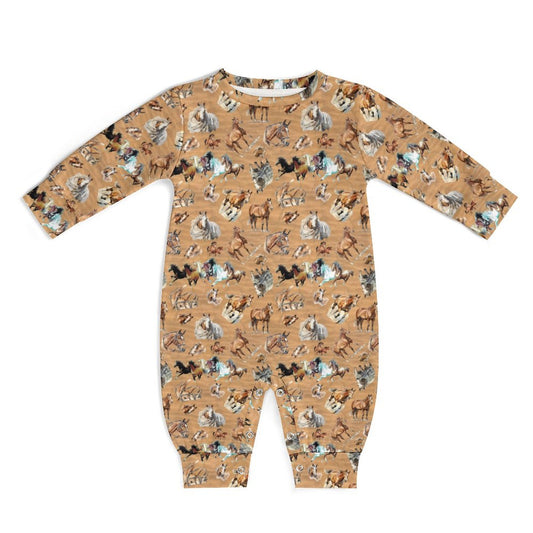 10 Animal Designs, Long Sleeve Baby / Toddler Romper, Faux Cotton