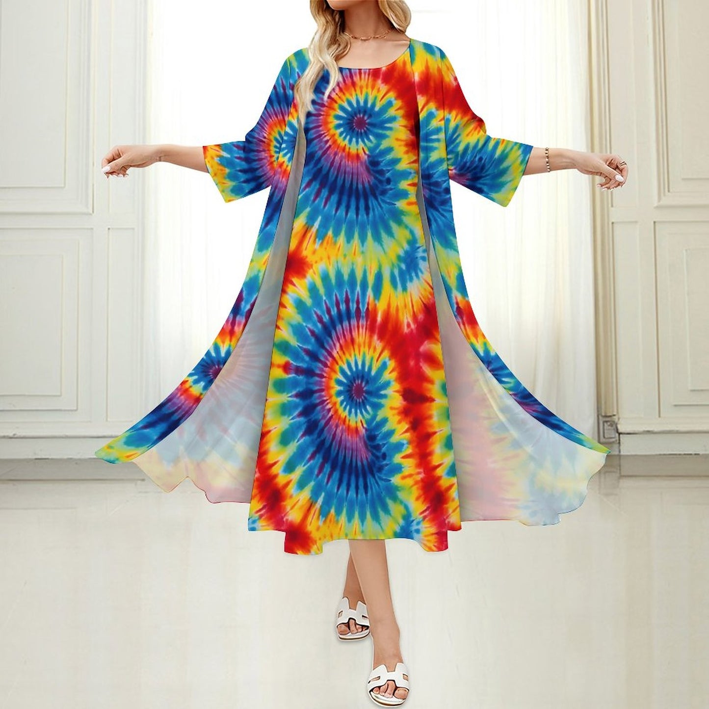 9 More Tie Dye Designs, Women’s Long Dress with Cardigan