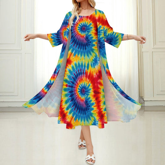 9 More Tie Dye Designs, Women’s Long Dress with Cardigan