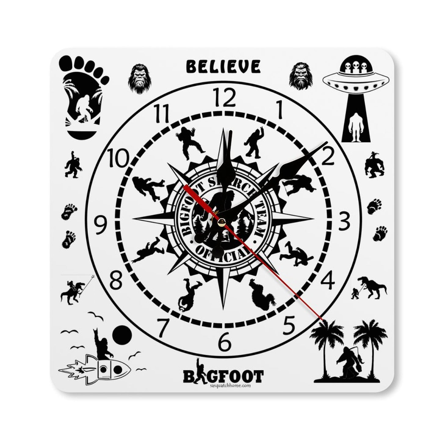 Bigfoot Sasquatch Square Wall Clock