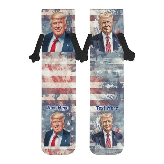 Donald Trump Magnetic Holding Hands Funny Socks – PERSONALIZE FREE