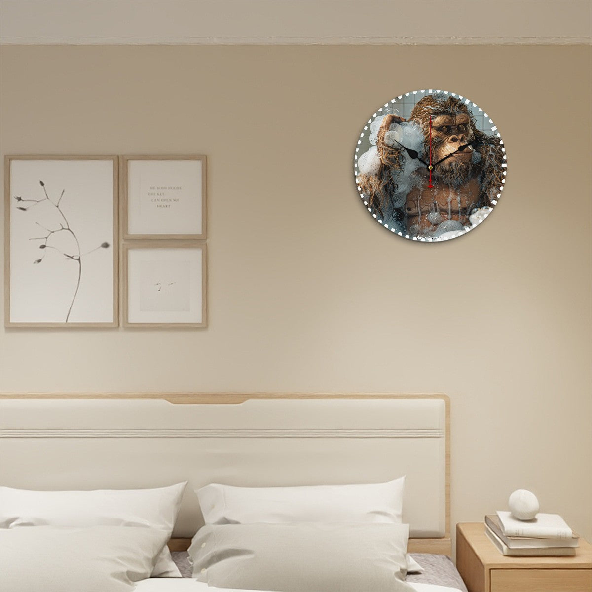 Bigfoot Sasquatch Bath, Wooden Wall Clock