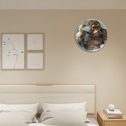 Bigfoot Sasquatch Bath, Wooden Wall Clock