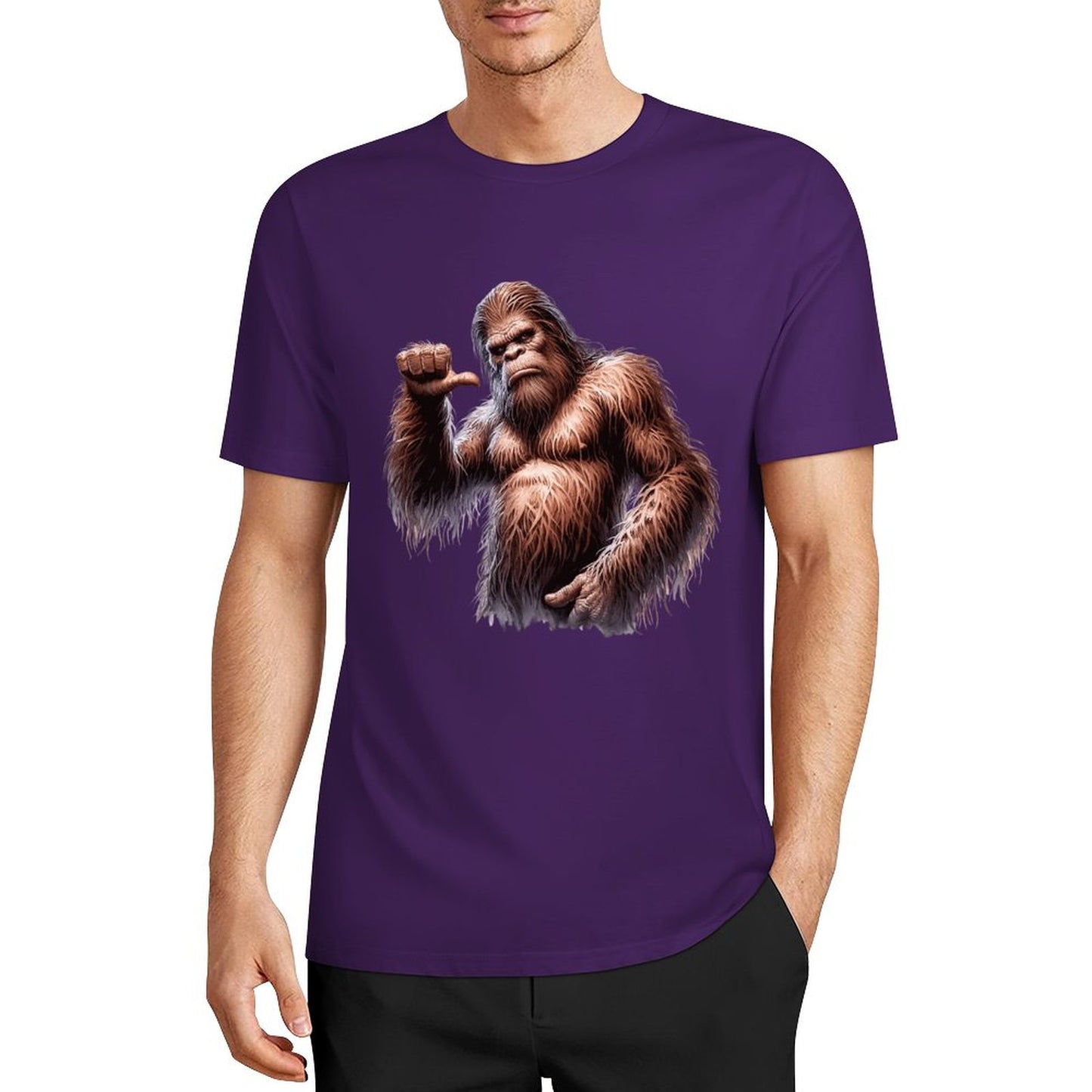 Bigfoot - Sasquatch Pointing at self Short Sleeve Cotton T-Shirt