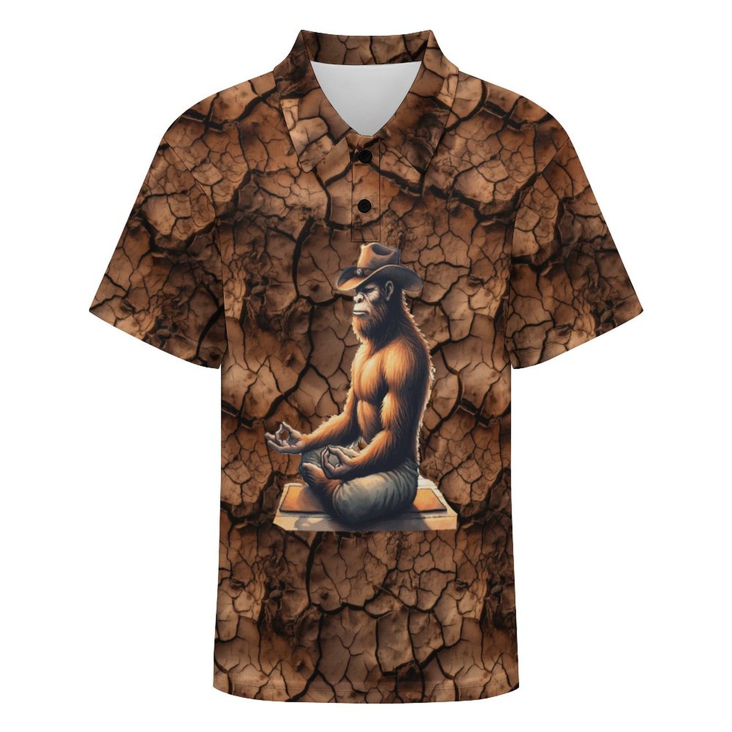 Yoga Cowboy Bigfoot / Sasquatch, Kids Button Down Polo Shirt