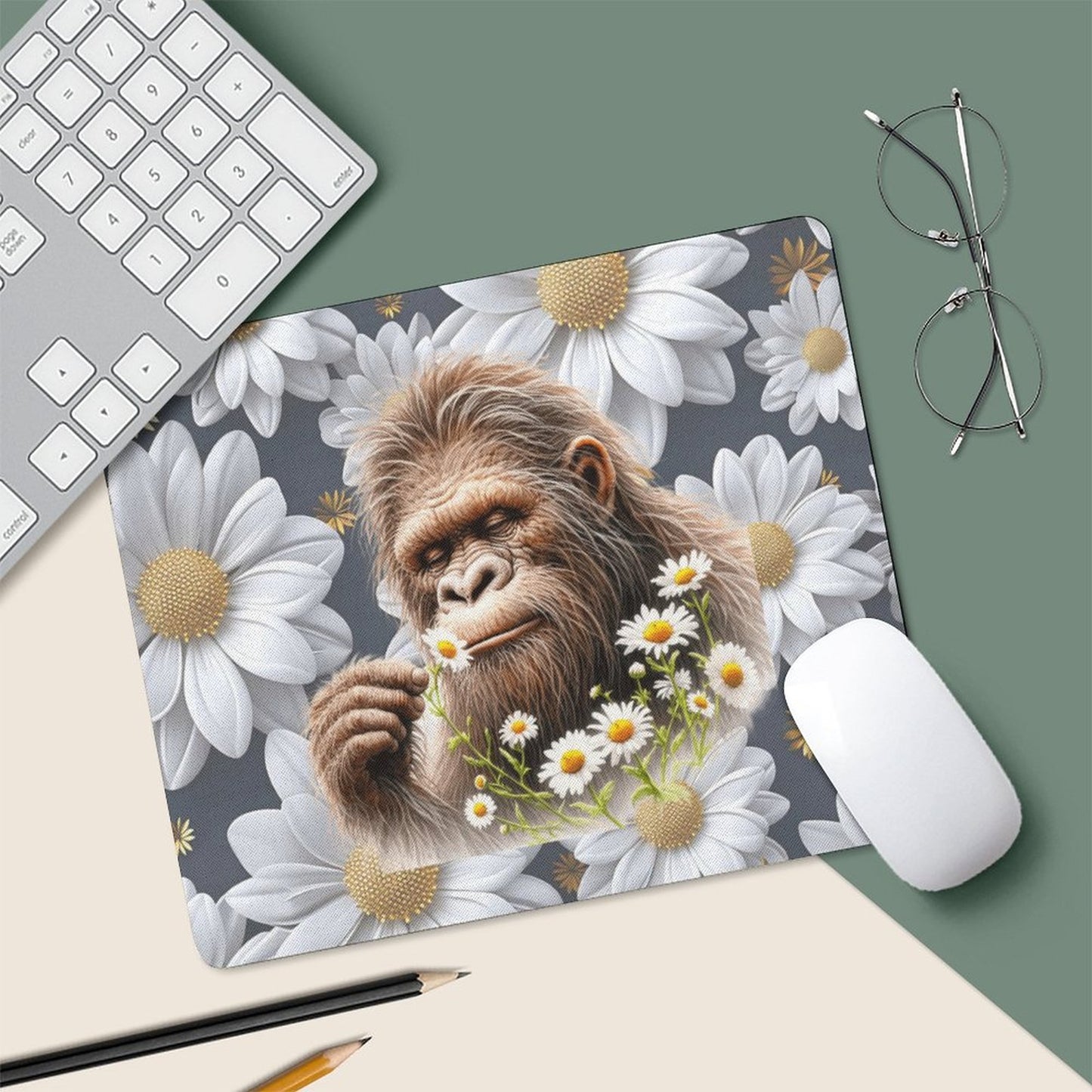 Sasquatch "Smell the Flowers" Square Mouse Pad