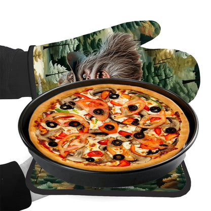 Redneck Bigfoot Sasquatch, Set of 2 Oven Mitt and Pot Holder