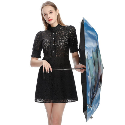 Manual Triple Folding Umbrella with Pattern Outside ZYS02-8K