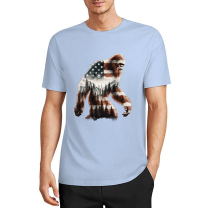 Bigfoot - Sasquatch Flag Scenery Cotton Unisex Long Sleeve T-shirt