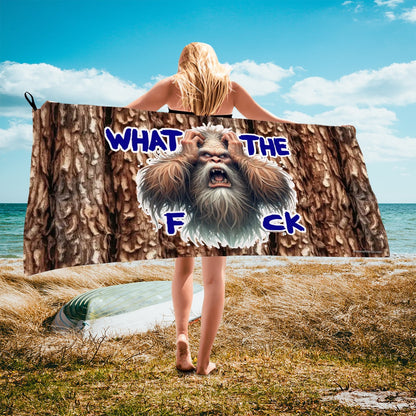 63” x 31.5” Microfiber Bath Sheet / Beach Towel - Bigfoot, Sasquatch, "WTF"
