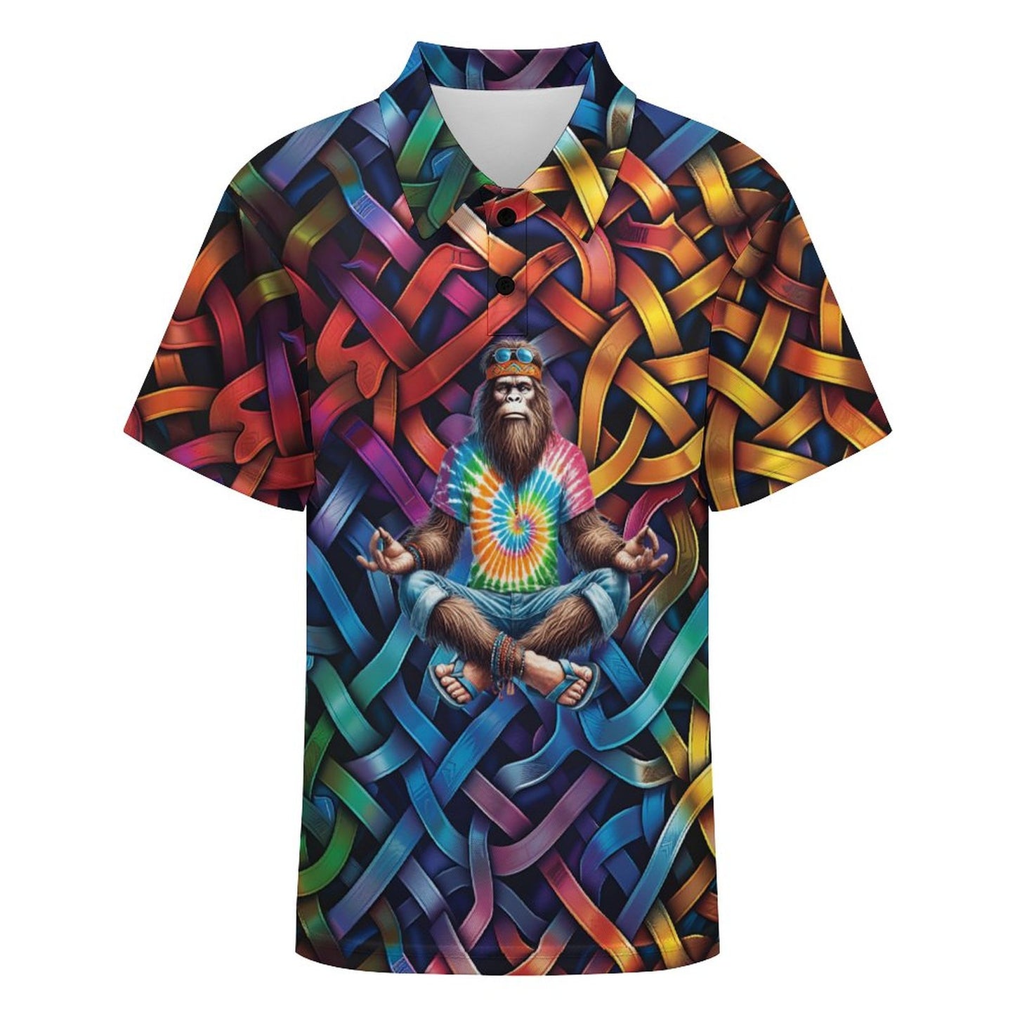 Hippie Yoga Bigfoot / Sasquatch, Kids Button Down Polo Shirt