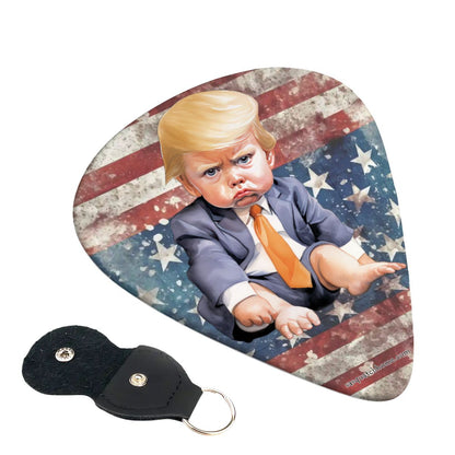 6 Guitar Picks with Keychain Snap Case- Baby Donald Trump – 3 Thicknesses