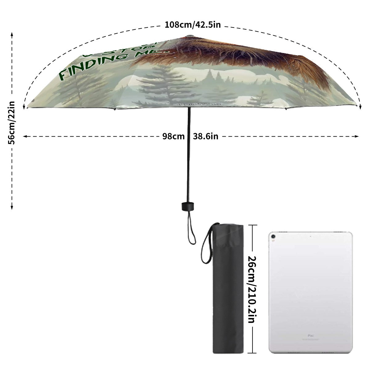 Sasquatch / Bigfoot Designs 38” UV Protection, Water Wicking Umbrella