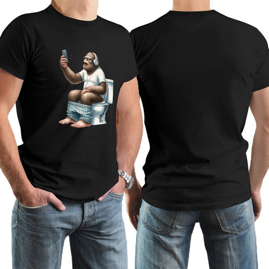 Sasquatch, Bigfoot on Toilet -Short Sleeve Cotton T-shirt Men