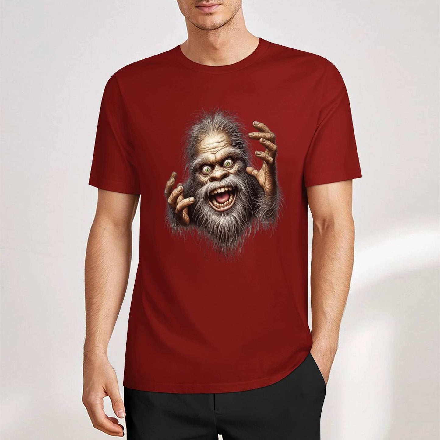 Bigfoot - Sasquatch Crazy Hands Short Sleeve Cotton T-Shirt