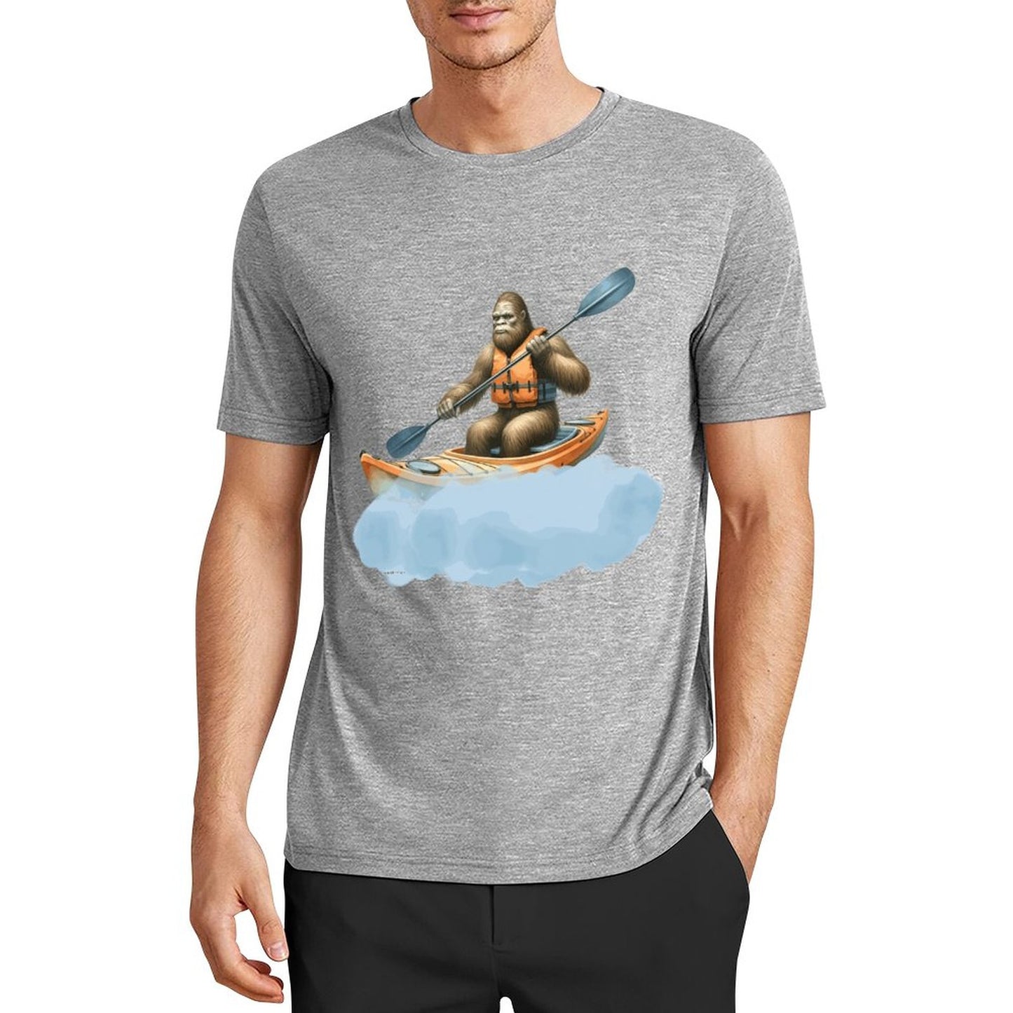 Bigfoot - Sasquatch Kayaking Short Sleeve Cotton T-Shirt