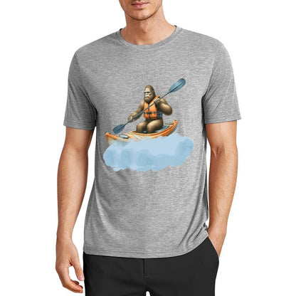 Bigfoot - Sasquatch Kayaking Short Sleeve Cotton T-Shirt