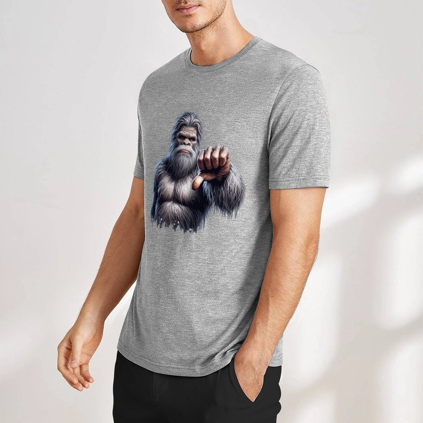 Bigfoot - Sasquatch Thumbs Down Short Sleeve Cotton T-Shirt