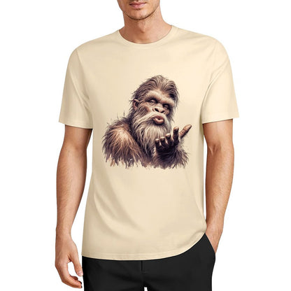 Bigfoot - Sasquatch Blowing Kiss Short Sleeve Cotton T-Shirt