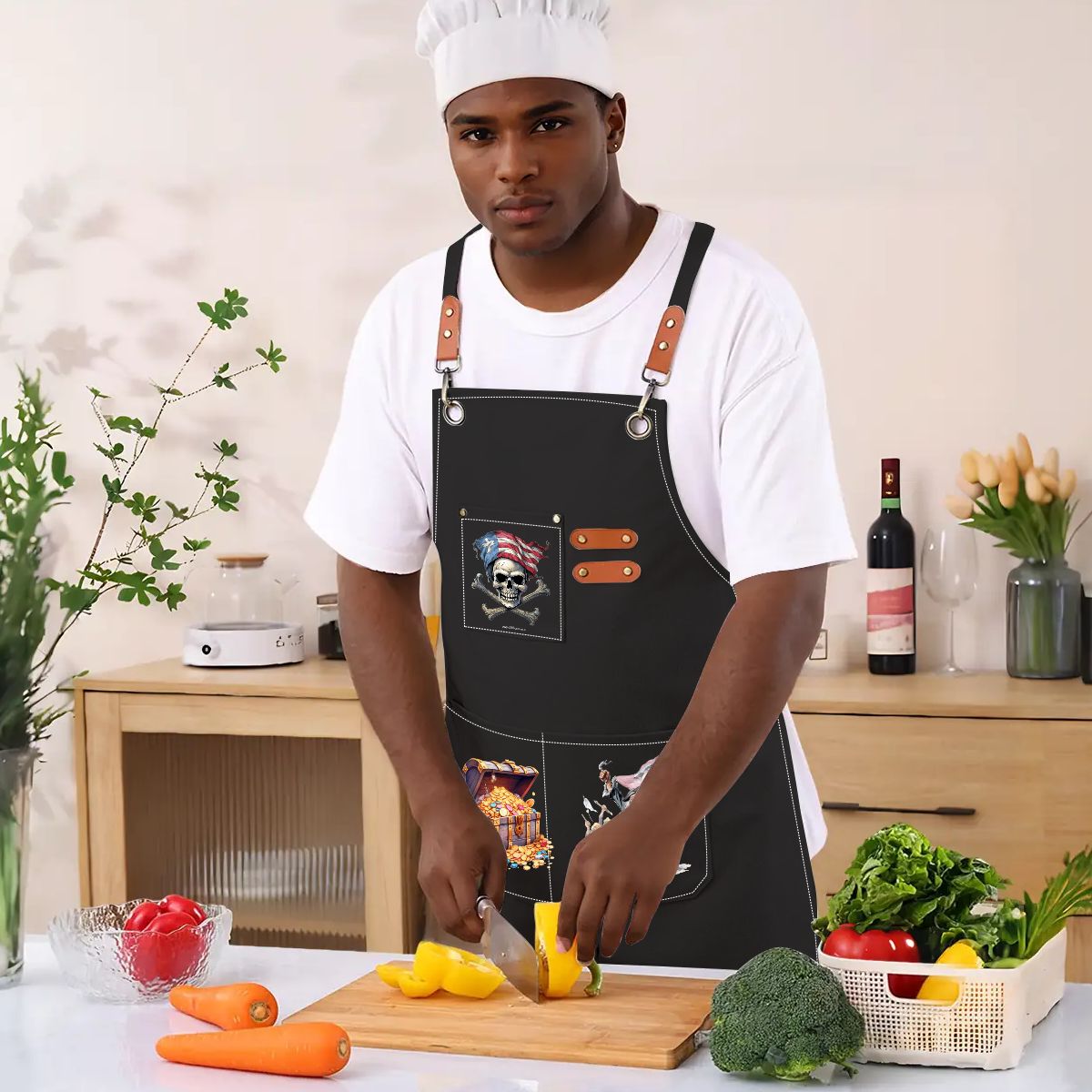 Pirate Canvas Cross Back Apron with Pockets