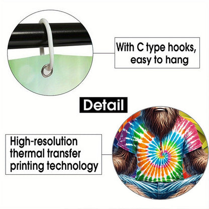 Hippie Sasquatch Bigfoot, Waterproof Polyester Shower Curtain – Made in the USA – 70.8x70.8”