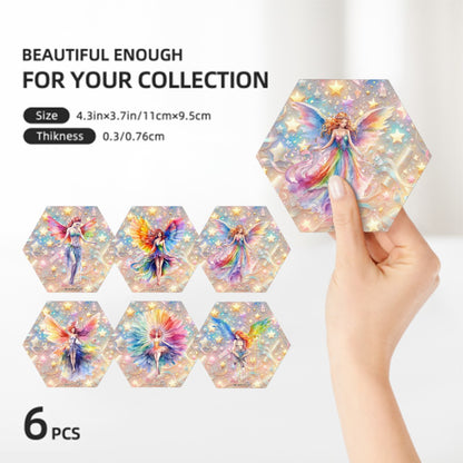 Fairy Themed, 6 Ceramic Coasters w metal stand