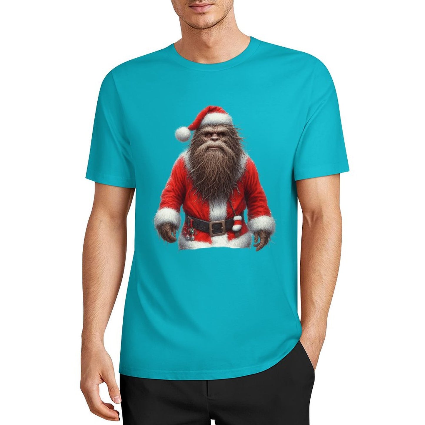 Bigfoot - Sasquatch Santa Short Sleeve Cotton T-Shirt