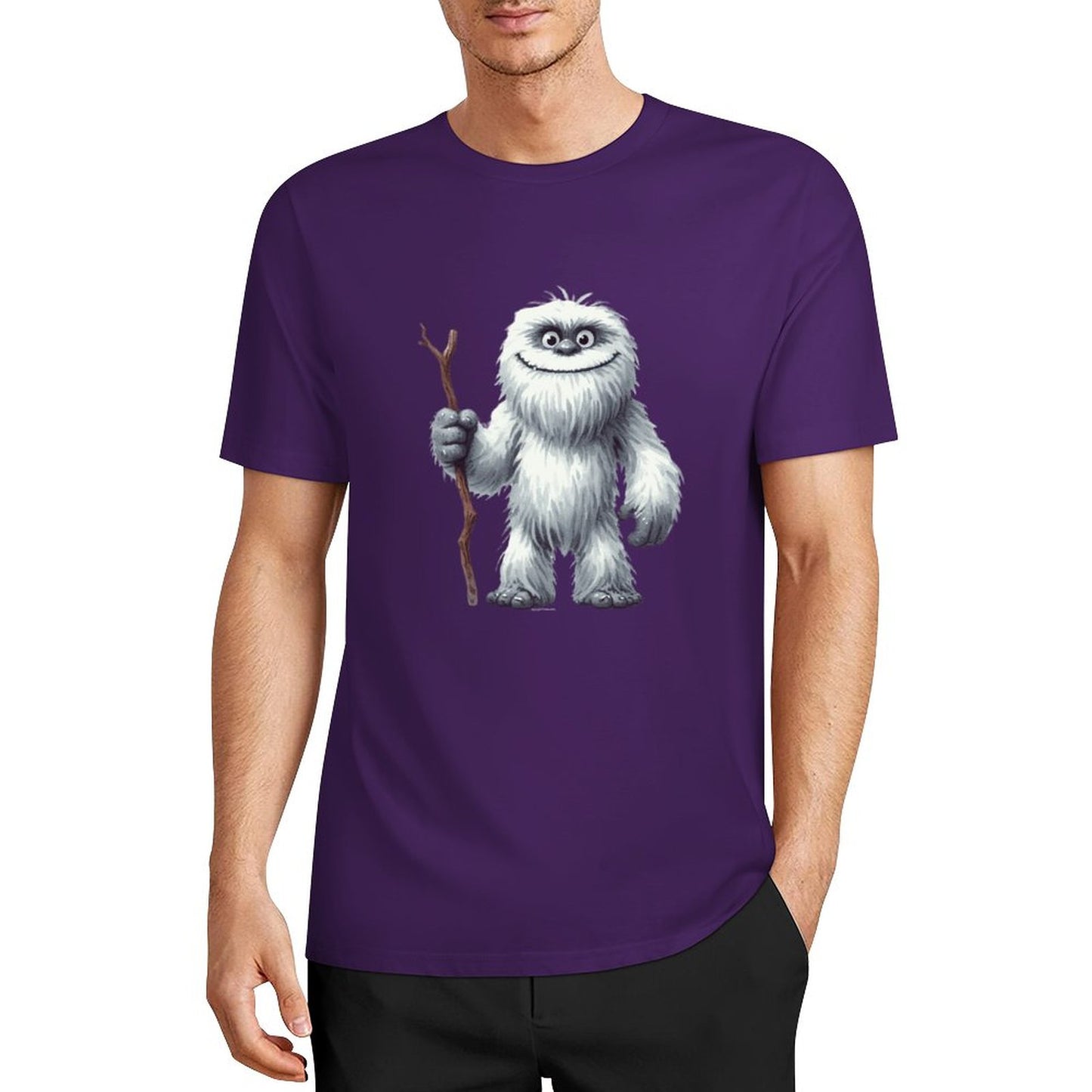 Bigfoot - Sasquatch Yeti Stick Short Sleeve Cotton T-Shirt
