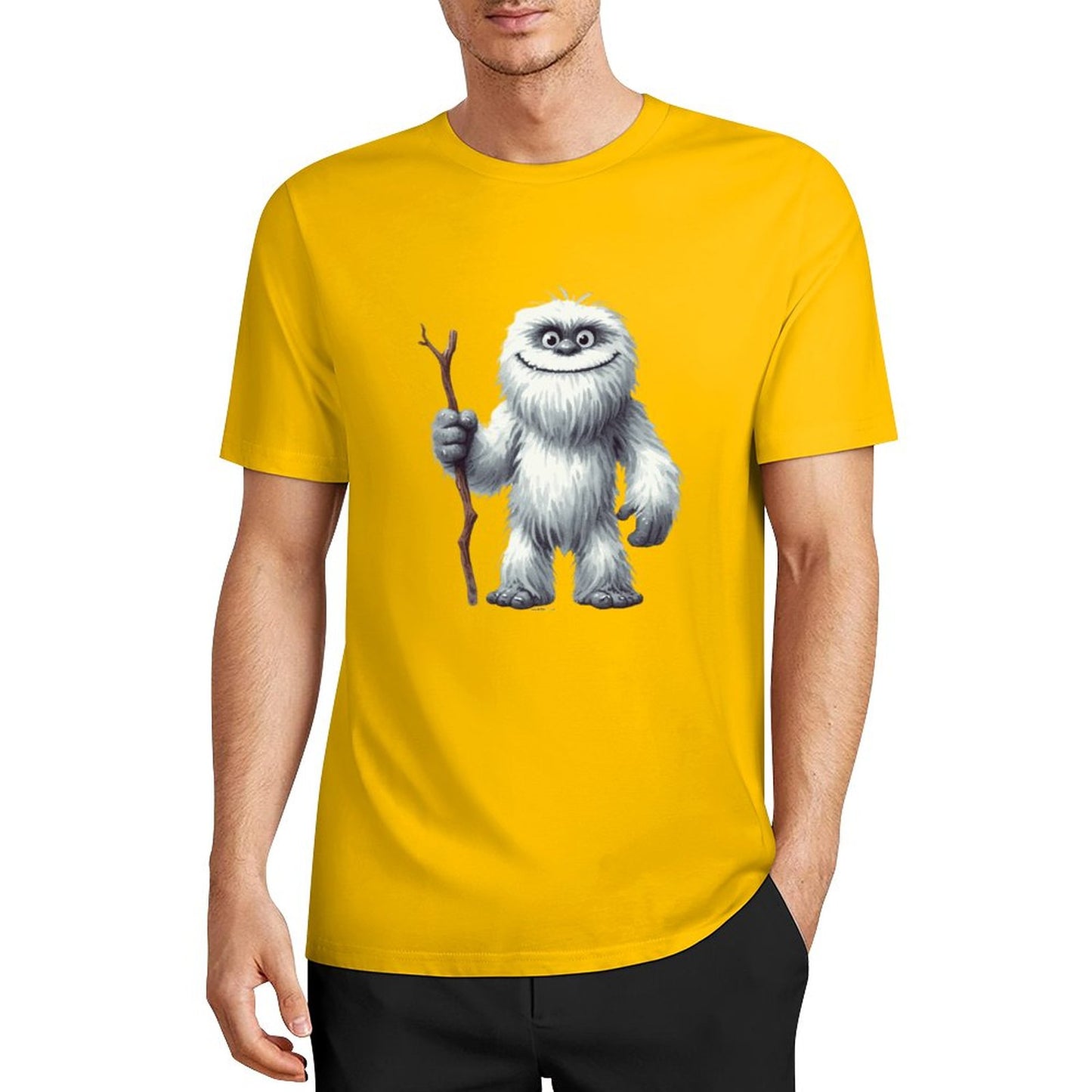 Bigfoot - Sasquatch Yeti Stick Short Sleeve Cotton T-Shirt