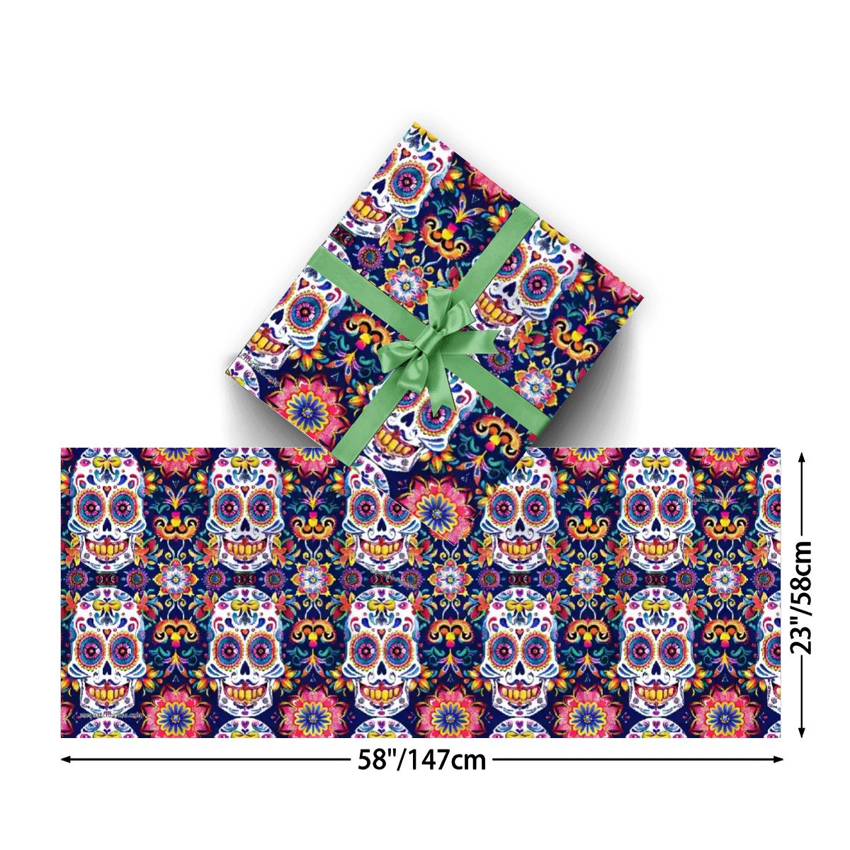 Day of the Dead Skulls, 3 Pack Gift Wrapping Paper Sheets