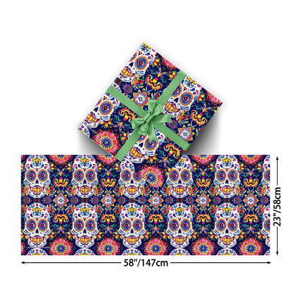 Day of the Dead Skulls, 3 Pack Gift Wrapping Paper Sheets