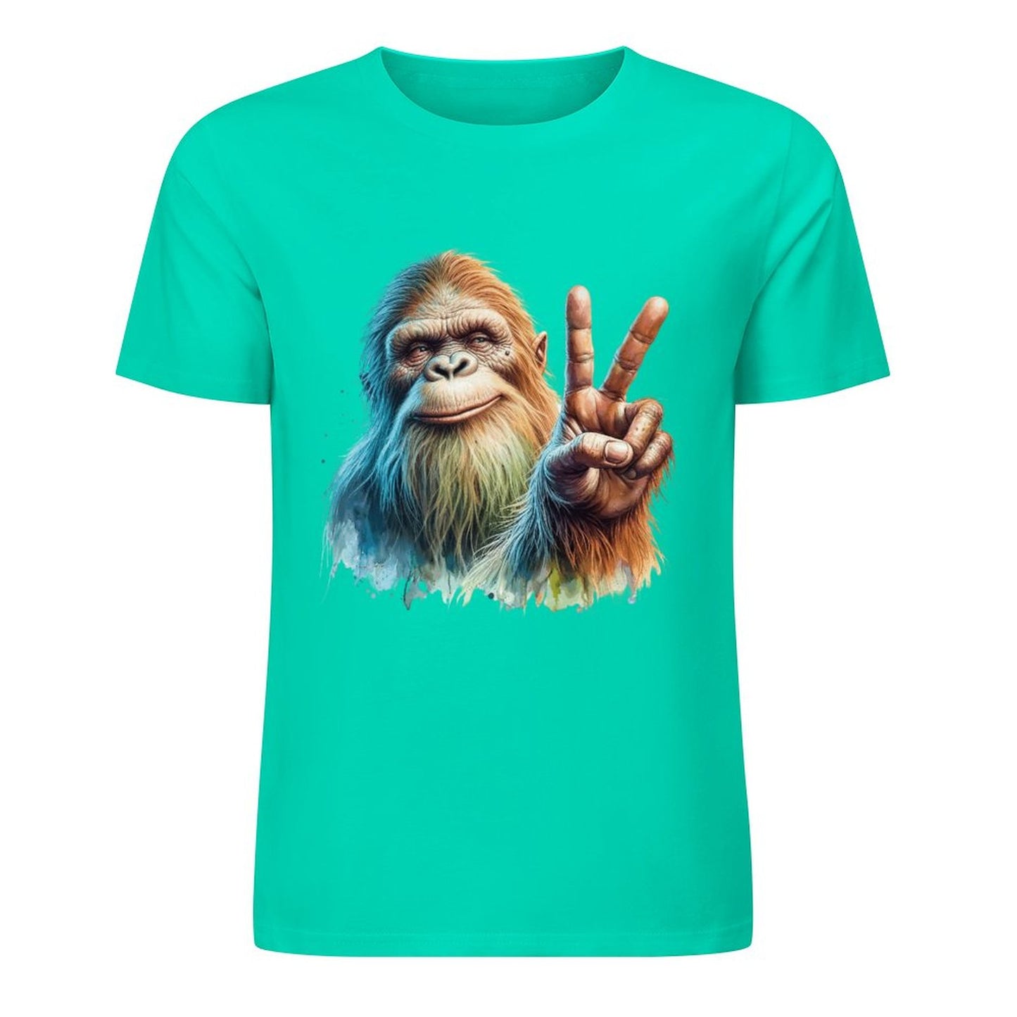 Bigfoot - Sasquatch Peace Sign Short Sleeve Cotton T-Shirt