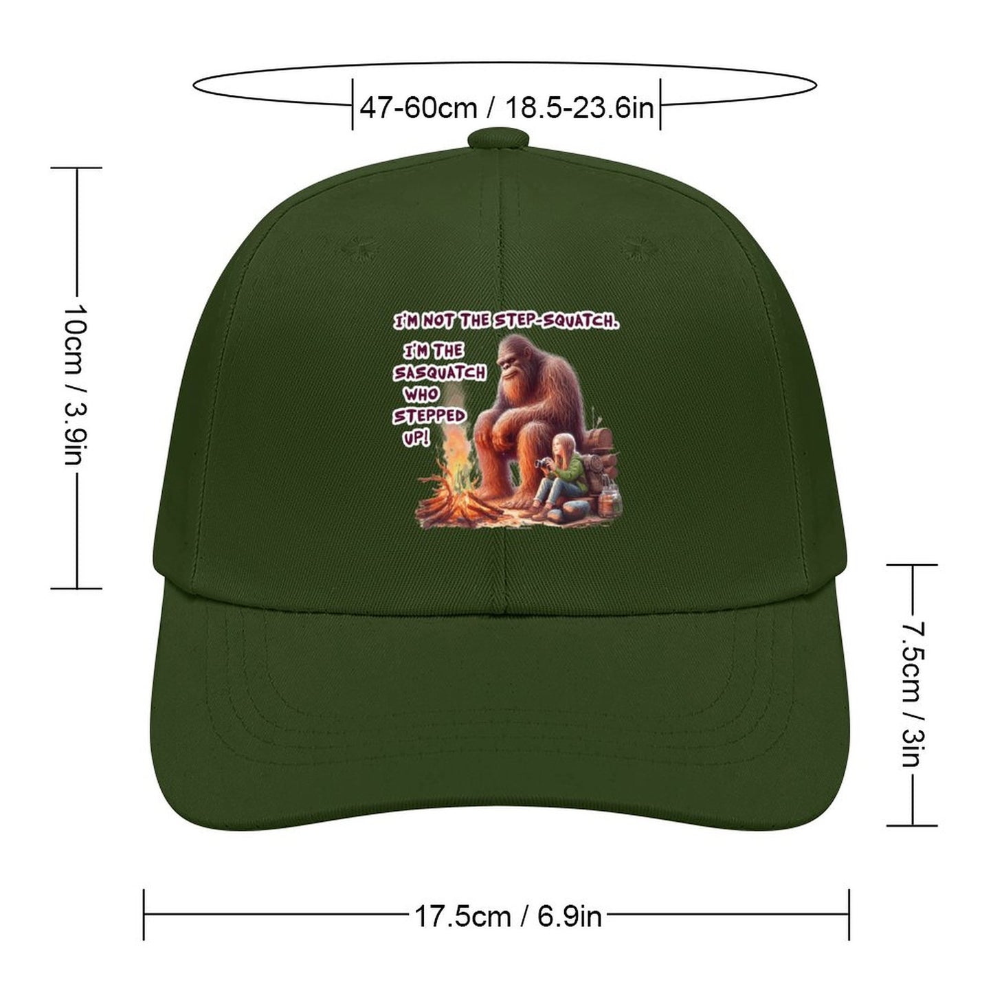 Bigfoot, Sasquatch “I'm not the step Squatch..", Baseball Cap – 8 Colors