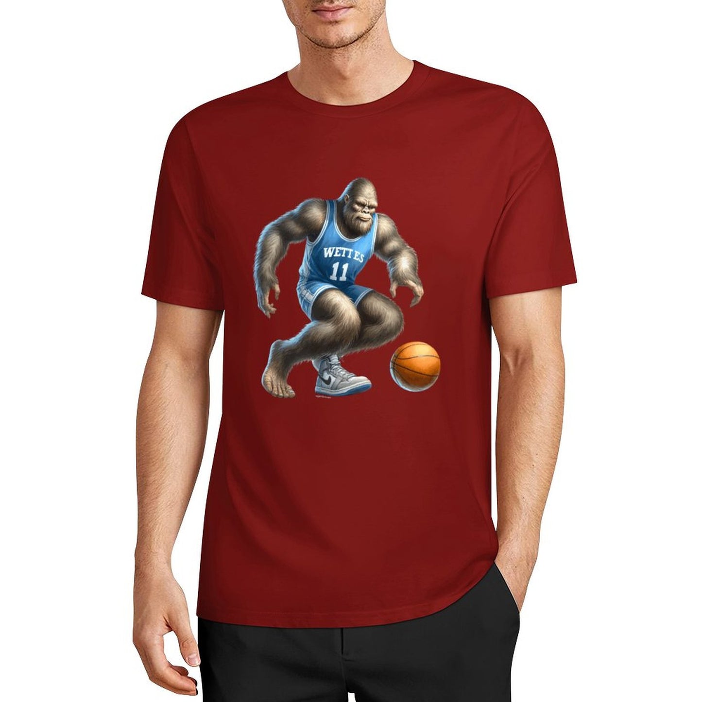 Bigfoot - Sasquatch Basketball Short Sleeve Cotton T-Shirt