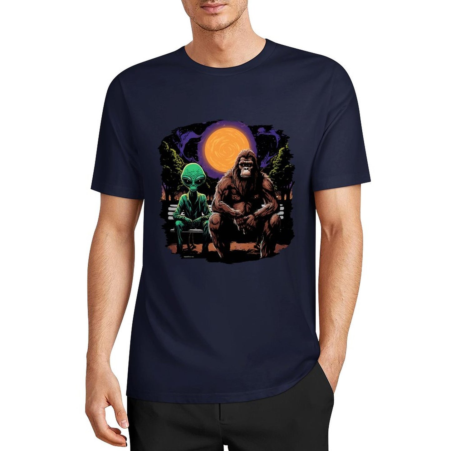 Bigfoot - Sasquatch & Alien Short Sleeve Cotton T-Shirt