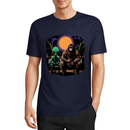 Bigfoot - Sasquatch & Alien Short Sleeve Cotton T-Shirt
