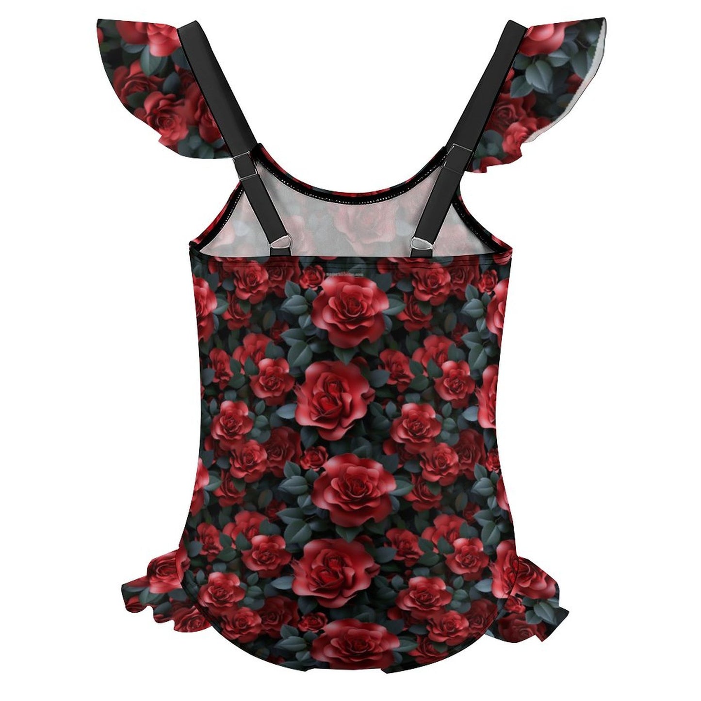 10 Beautiful Flower Designs, Girls One-Piece Summer Swimsuit, Ruffle Shoulder
