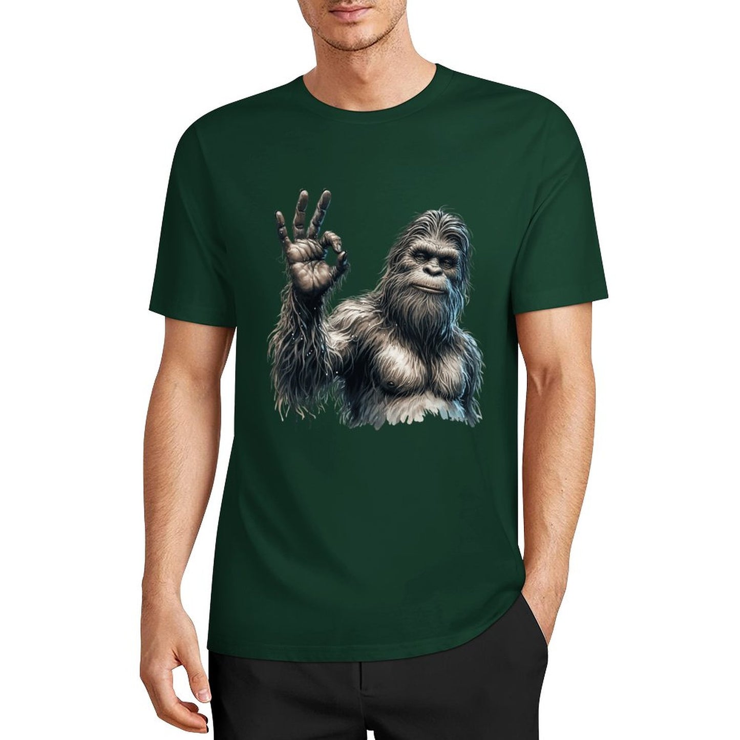 Bigfoot - Sasquatch "Ok" Short Sleeve Cotton T-Shirt