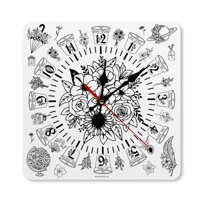 Flowers Square Wall Clock
