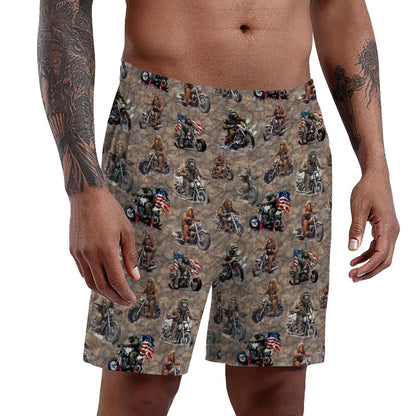 10 Bigfoot / Sasquatch Designs, Men’s Polyester, pocketed, pajama Shorts
