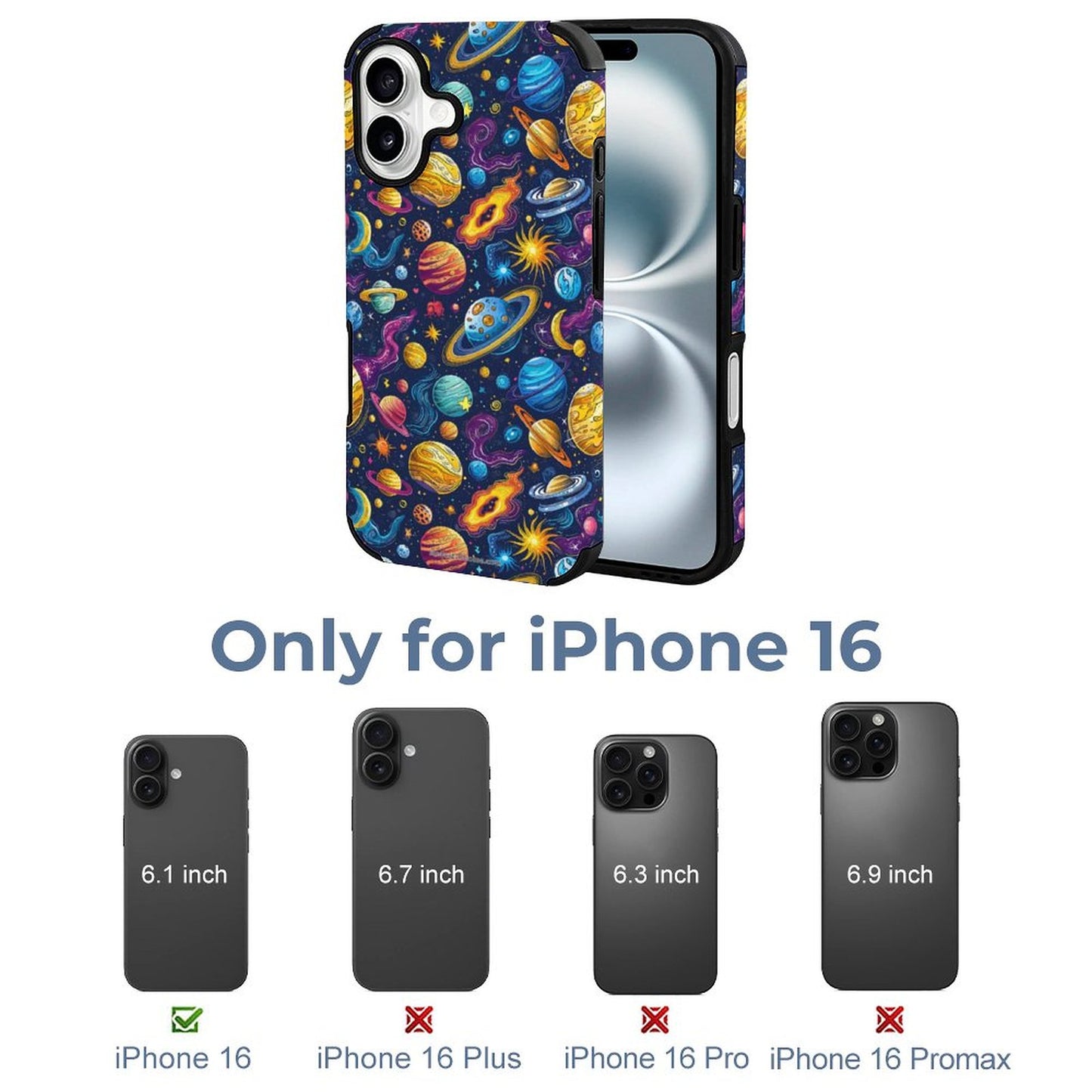 12 Galaxy Outer Space Designs, Microfiber iPhone 16 Cases