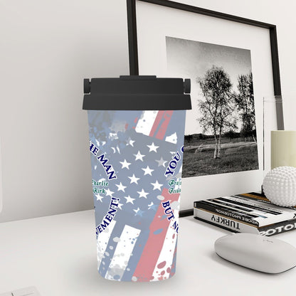Charlie Kirk Memorial, 17 oz Insulated Coffee Mug with Lid & Carrying Handle